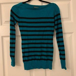 Striped Blue Teal Sweater Size M